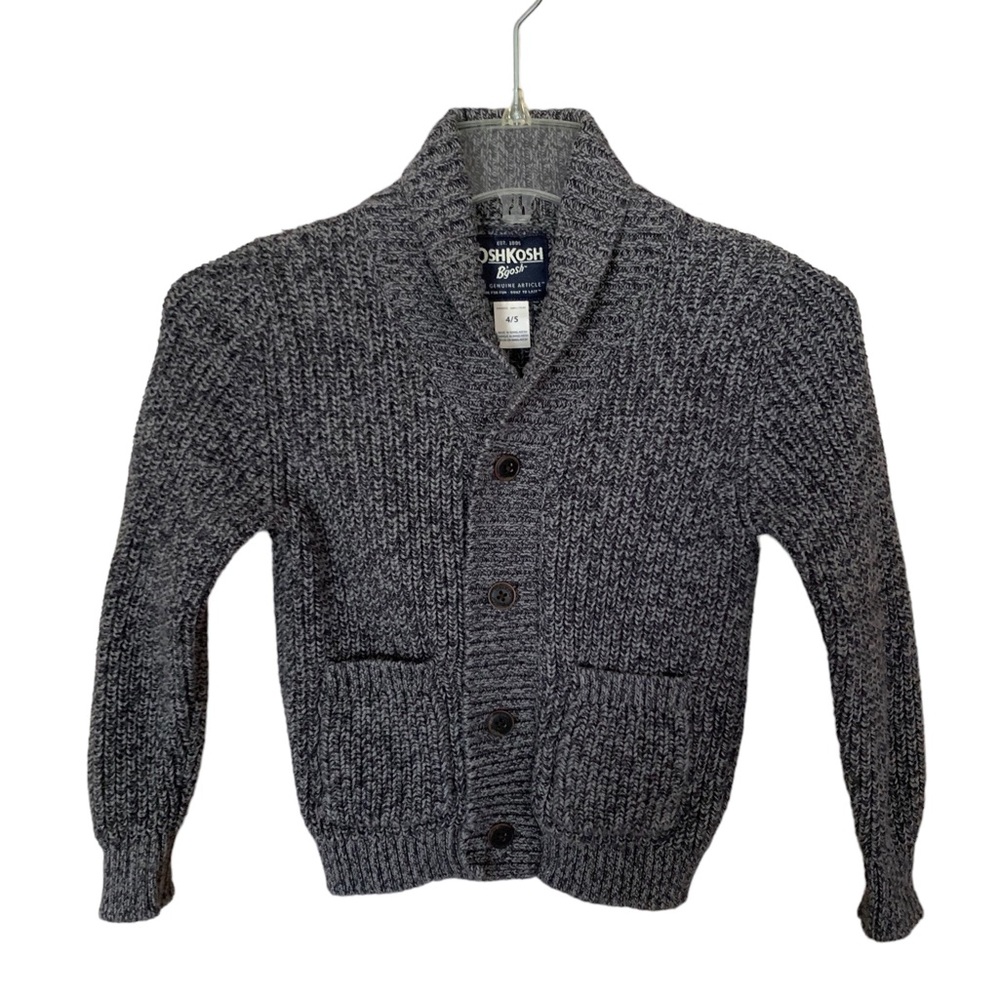 OshKosh B'gosh® Boys Grandpa Shawl Collar Button Down Cardigan Sweater Sz.4/5